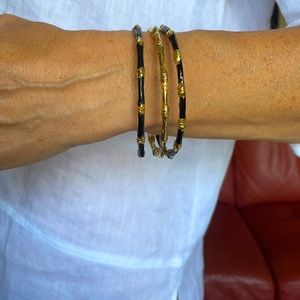K J Lane style enamel bamboo bangles